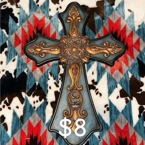 Decorative Blue and Gold Wall Cross